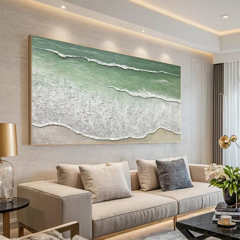 Seafoam Ocean Wave Wall Art – Textured Coastal Painting#yy825070