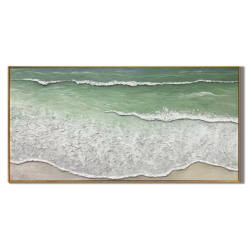 Seafoam Ocean Wave Wall Art – Textured Coastal Painting#yy825070