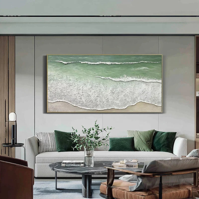 Seafoam Ocean Wave Wall Art – Textured Coastal Painting#yy825070