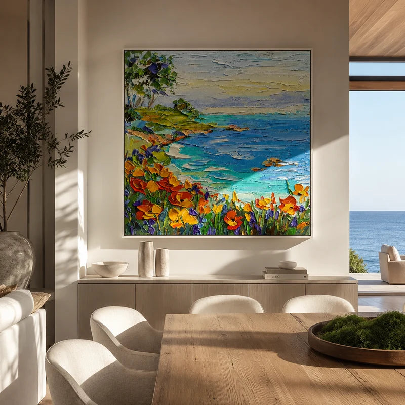 Coastal Wildflower Wall Art – Turquoise Cove Painting#yy825079