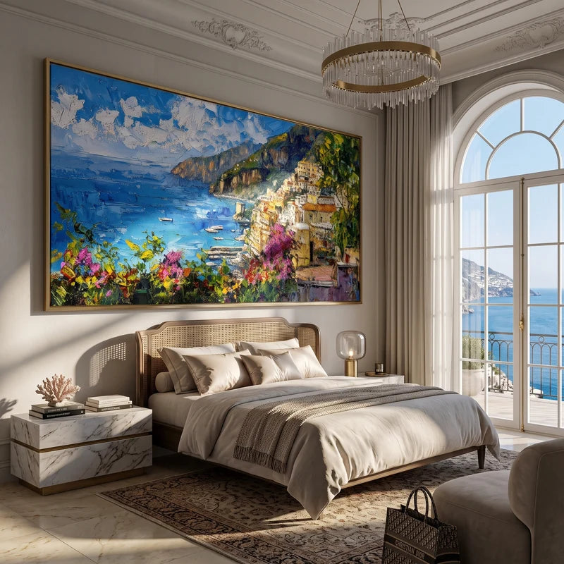 Amalfi Coast Inspired Wall Art – Italian Seaside Panorama#yy825081