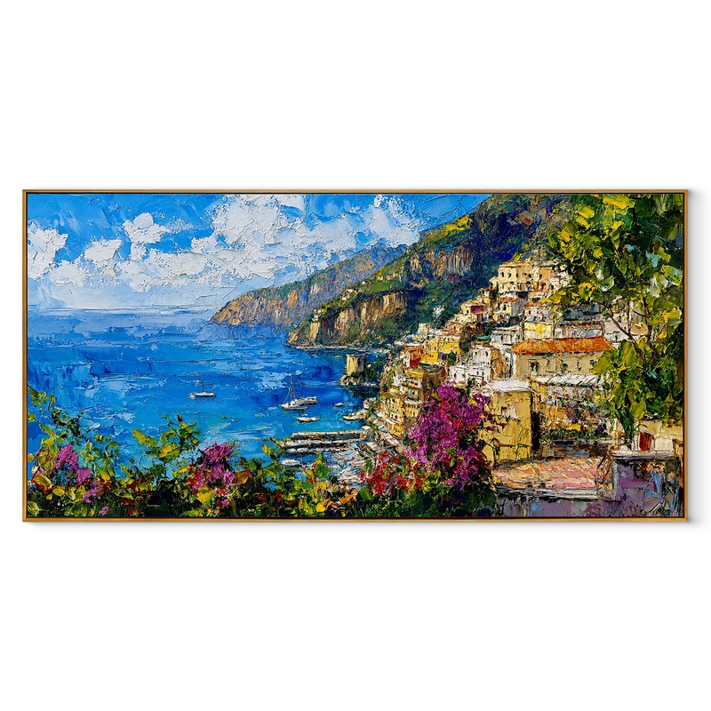 Amalfi Coast Inspired Wall Art – Italian Seaside Panorama#yy825081