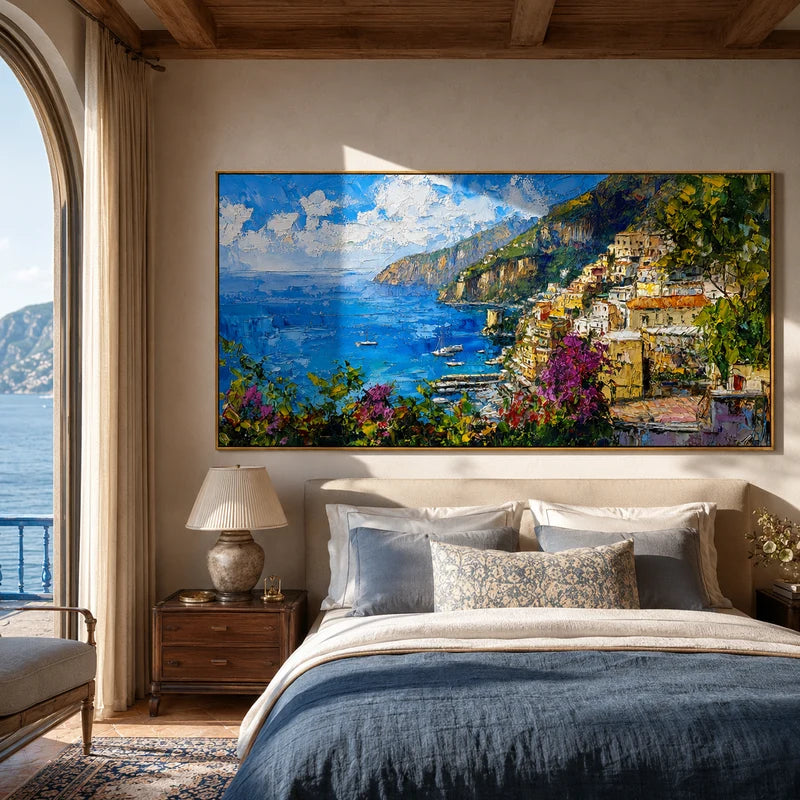 Amalfi Coast Inspired Wall Art – Italian Seaside Panorama#yy825081