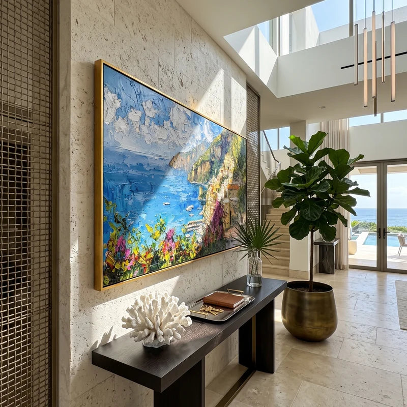 Amalfi Coast Inspired Wall Art – Italian Seaside Panorama#yy825081