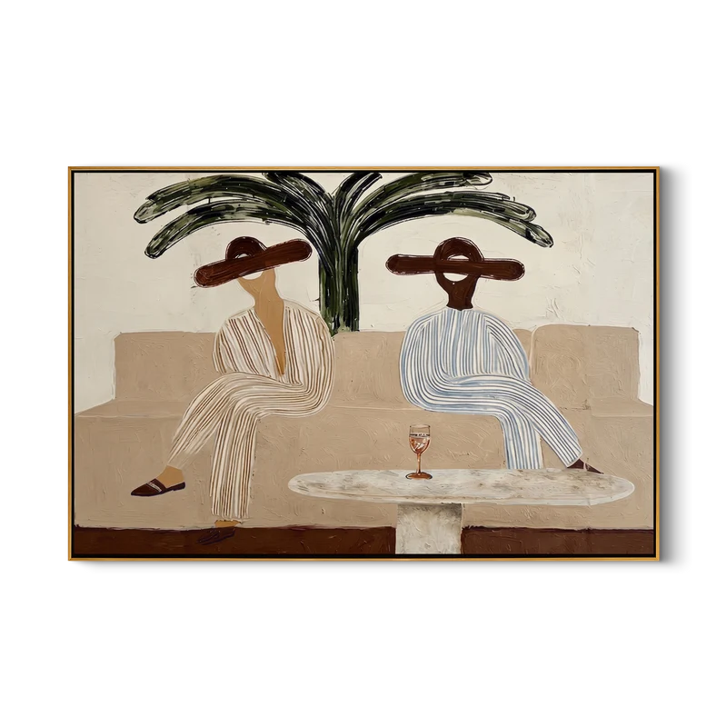 Stylish Friends Wall Art – Wide Brim Hats & Cocktail#yy825085