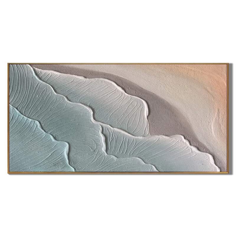 Soft Blue Shoreline Wall Art – Neutral Textured Coastal Abstract#yy825088
