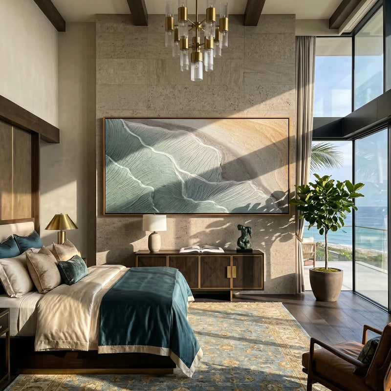 Soft Blue Shoreline Wall Art – Neutral Textured Coastal Abstract#yy825088