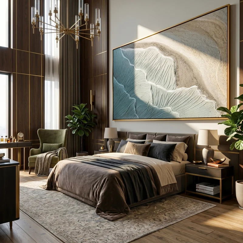 Soft Blue Shoreline Wall Art – Neutral Textured Coastal Abstract#yy825088