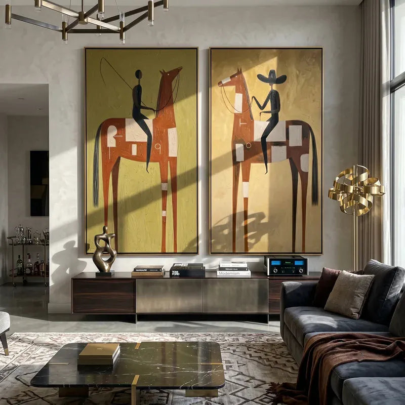 set2 Rustic Horse and Rider Wall Art – Set of 2#yy825091