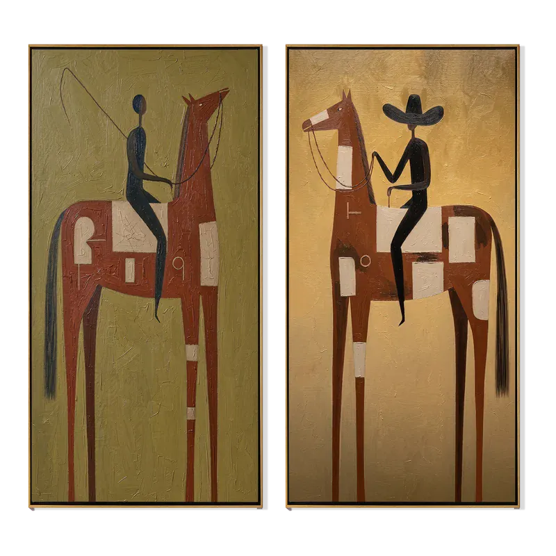 Rustic Horse and Rider Wall Art – Set of 2#yy825091