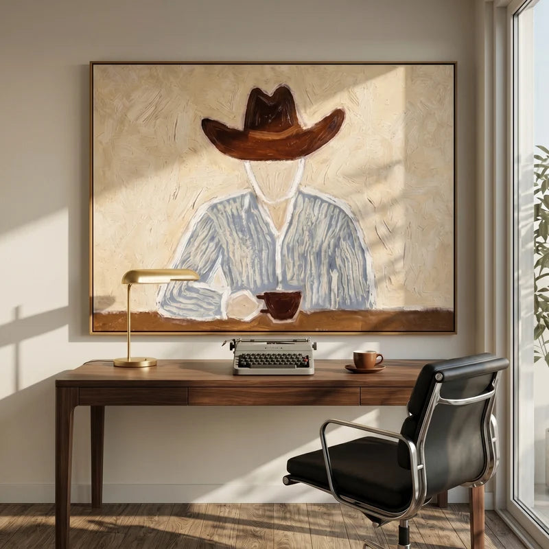 Cowboy Coffee Wall Art – Morning Light Western Portrait#yy825163