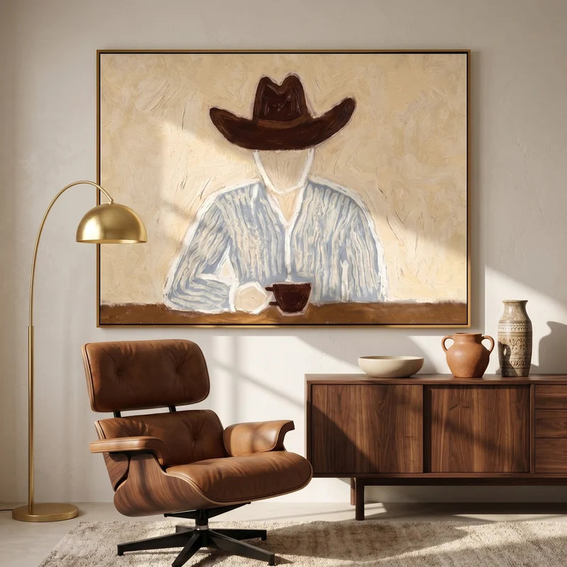 Cowboy Coffee Wall Art – Morning Light Western Portrait#yy825163