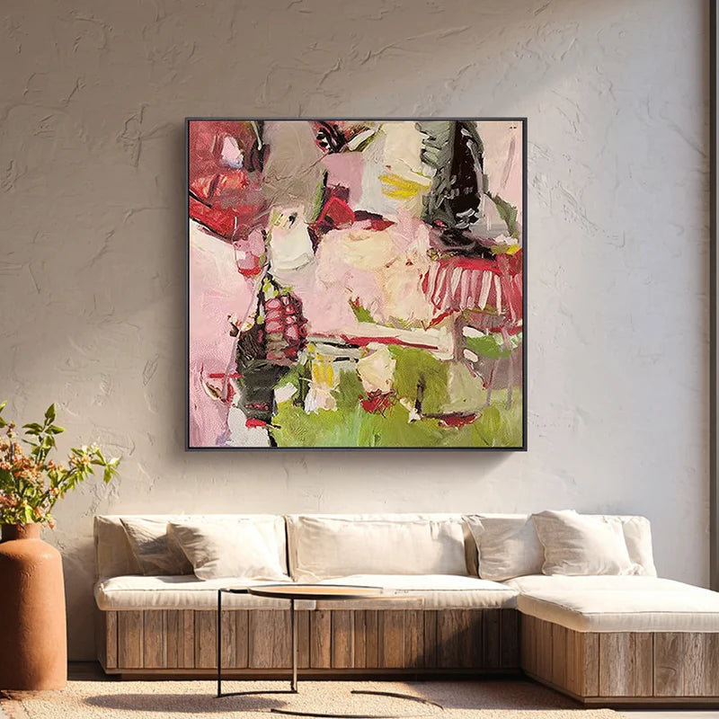 Blush & Olive Abstract Wall Art – Modern Gestural Artwork#yy825173