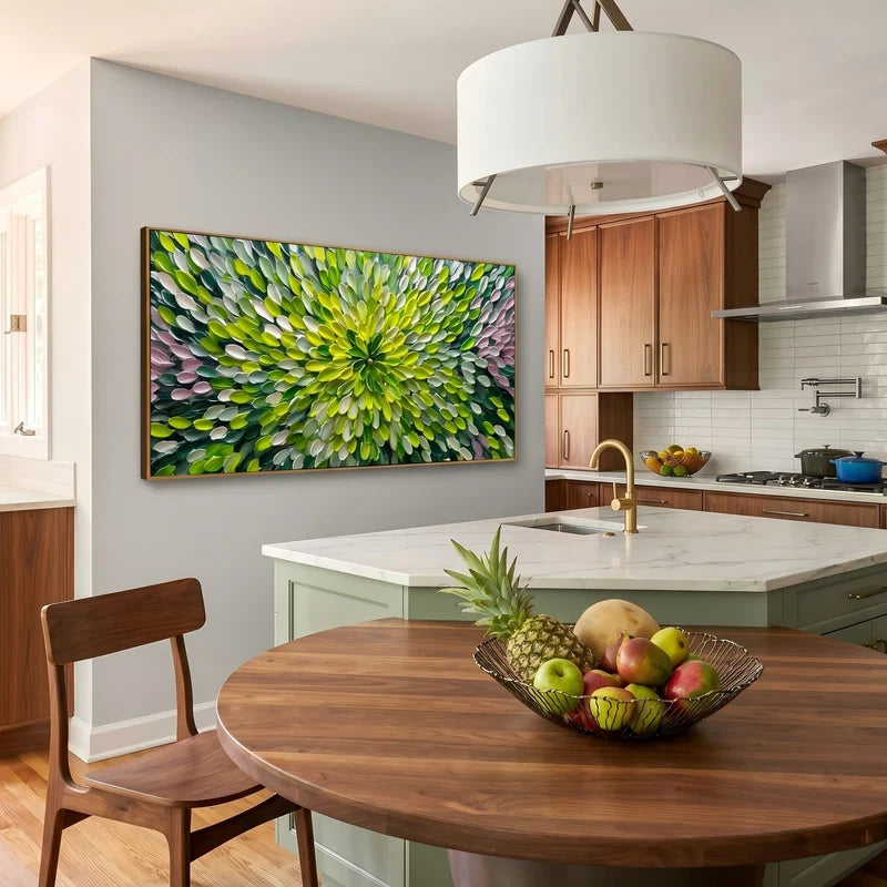 Green Floral Wall Art – Textured Lime Botanical Painting#yy825176