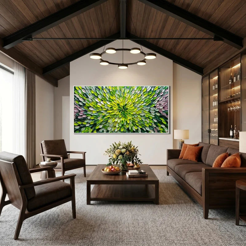 Green Floral Wall Art – Textured Lime Botanical Painting#yy825176