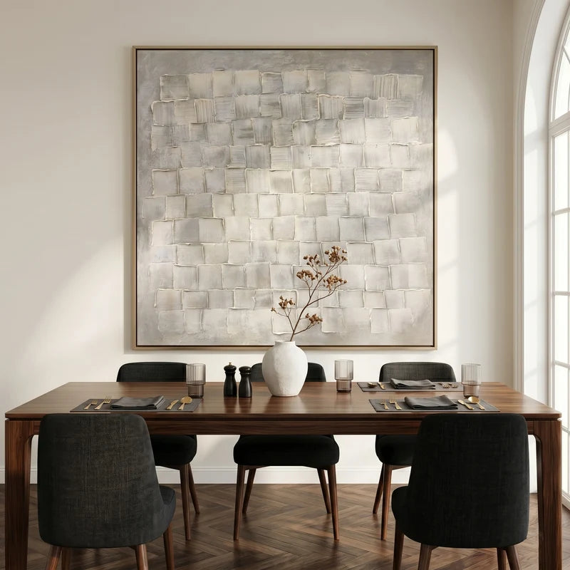 White & Gray Textured Wall Art – Minimalist Geometric Painting#yy825180