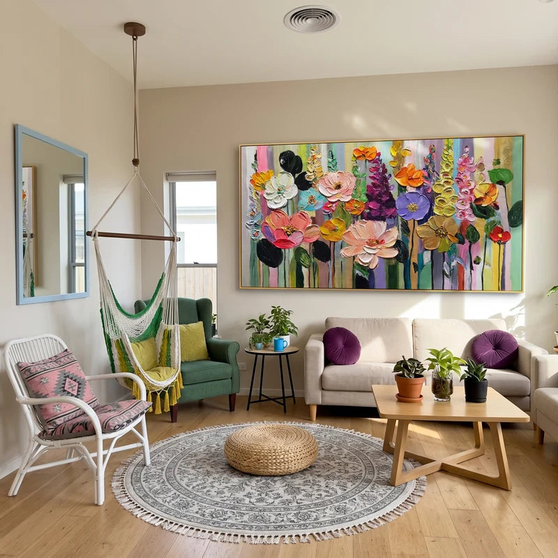 Joyful Garden Wall Art – Colorful Textured Flowers#yy825187