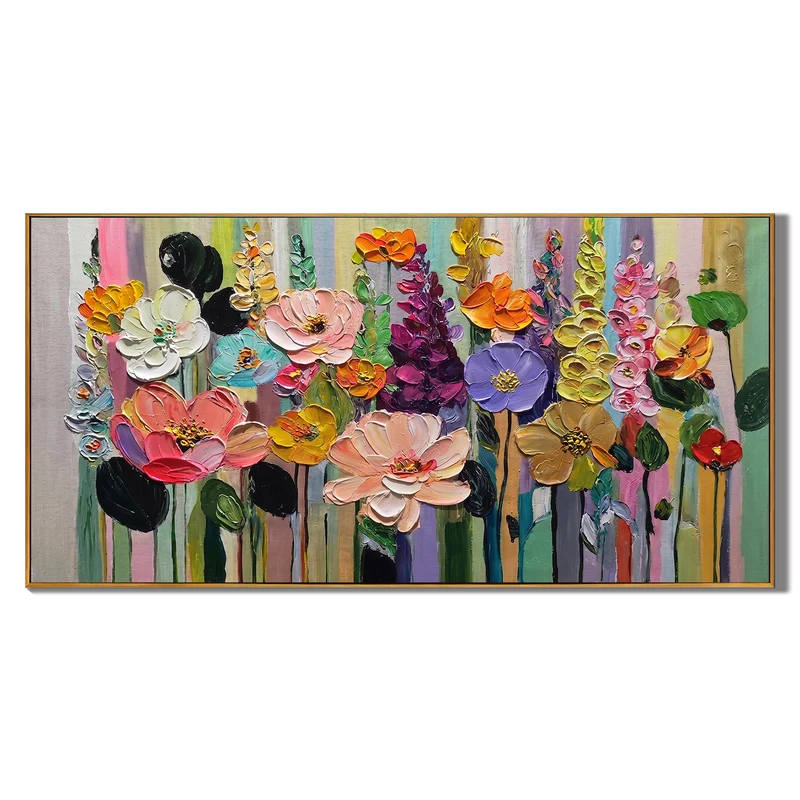 Joyful Garden Wall Art – Colorful Textured Flowers#yy825187