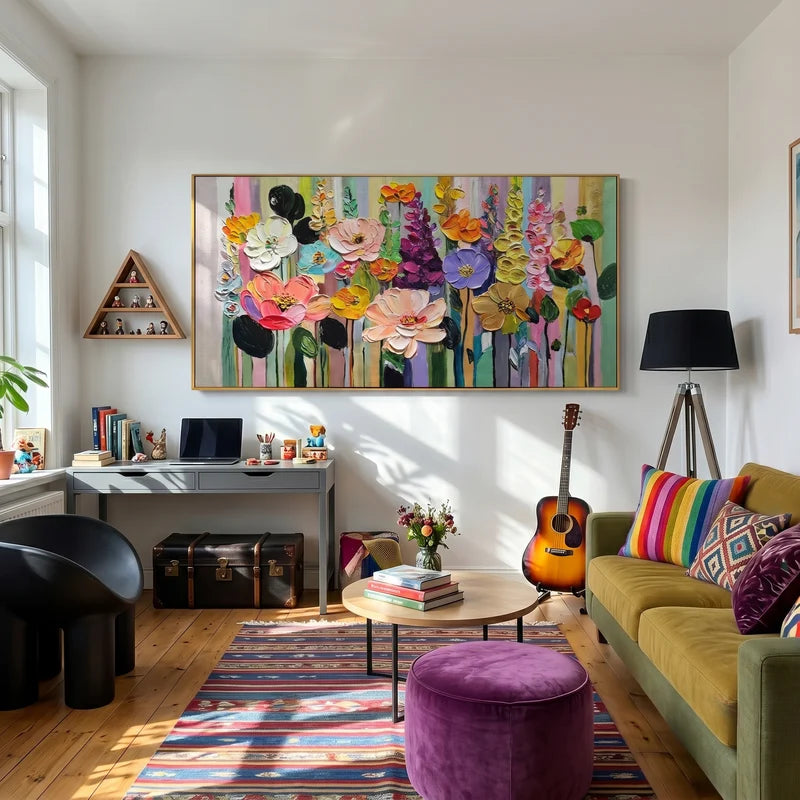 Joyful Garden Wall Art – Colorful Textured Flowers#yy825187