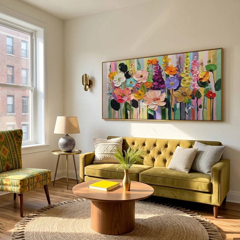 Joyful Garden Wall Art – Colorful Textured Flowers#yy825187