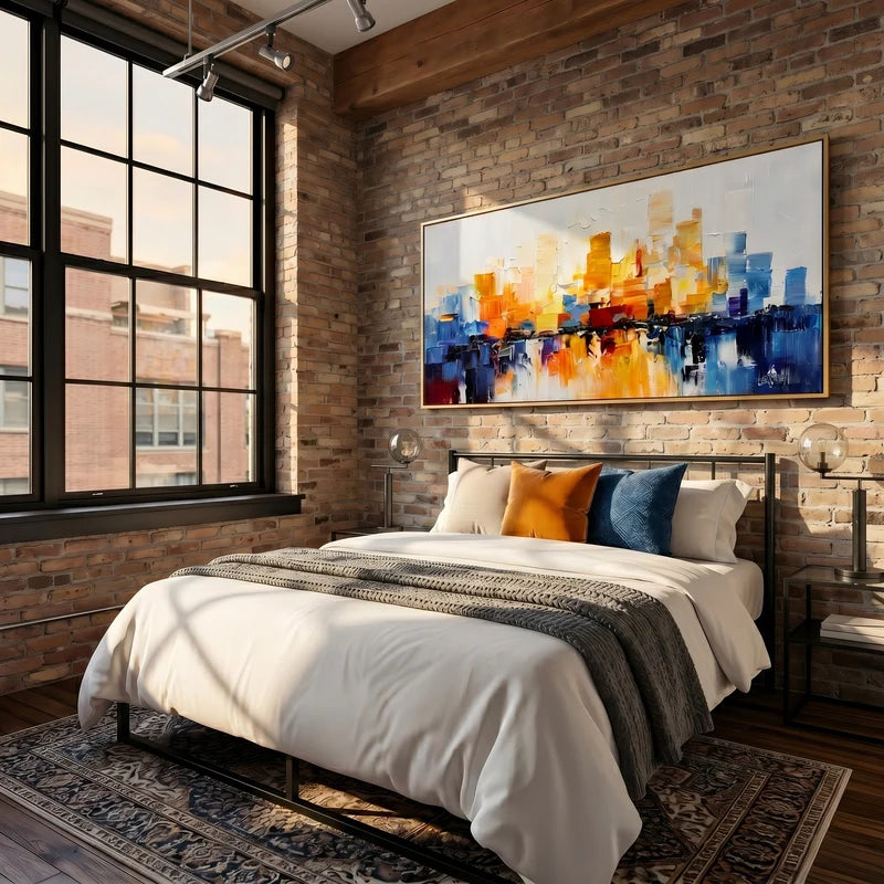 Colorful City Reflection Wall Art – Modern Abstract Skyline#yy825188