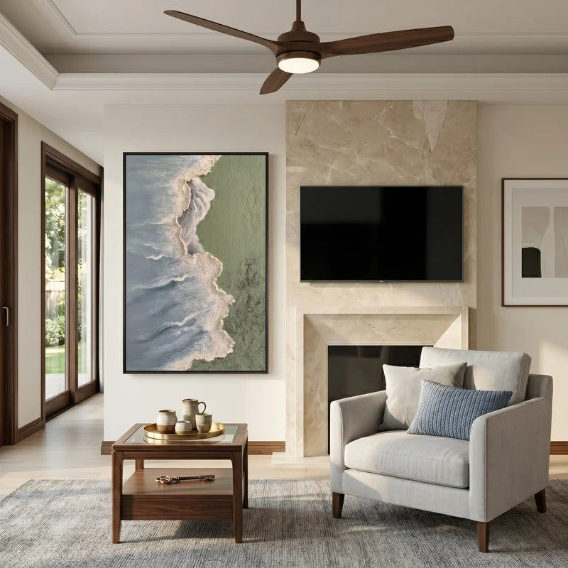 Blue Gray Ocean Wave Wall Art – Sage Green Coastal Painting#825189