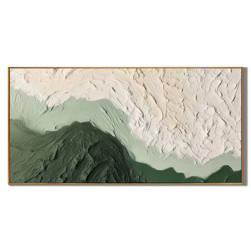 Sage Green Mountain Wall Art – Textured Minimalist Landscape#825195