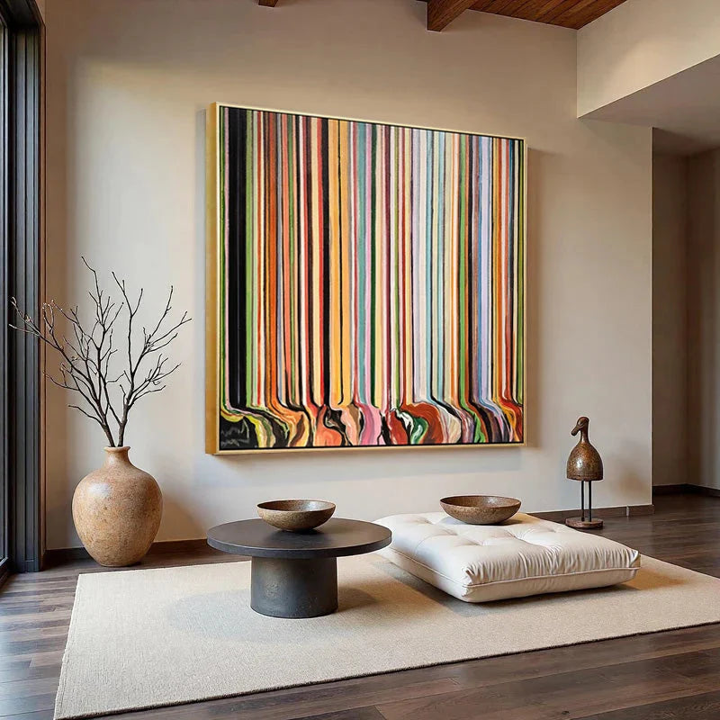 Melting Rainbow Wall Art – Colorful Vertical Stripe Painting#yy825202