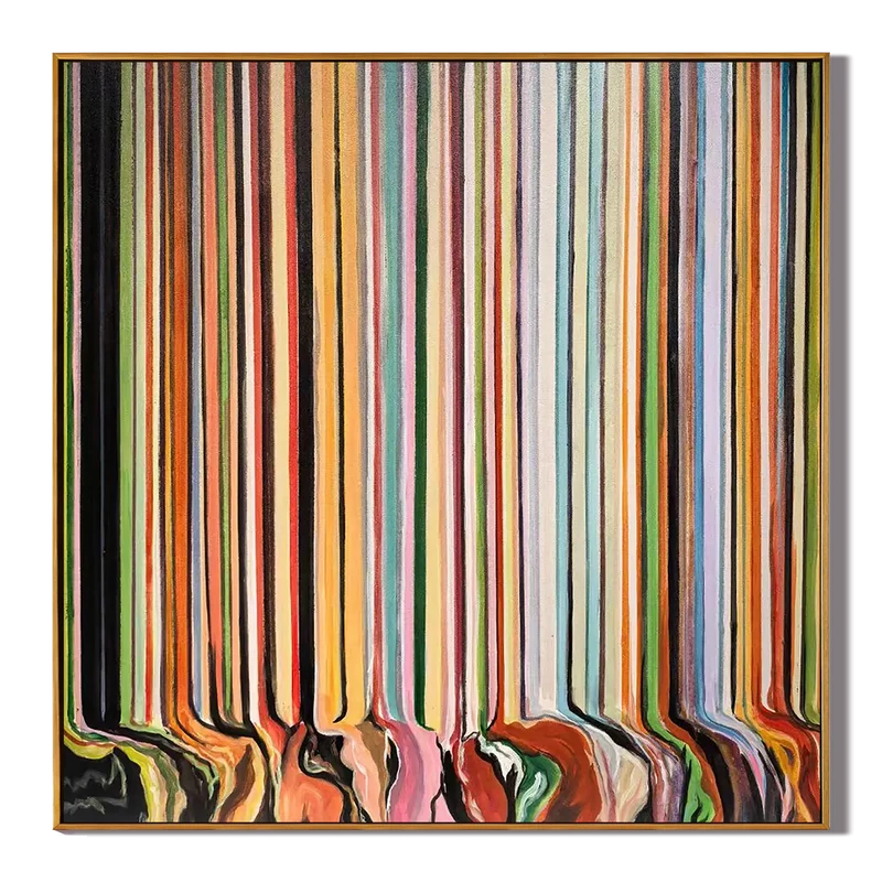 Melting Rainbow Wall Art – Colorful Vertical Stripe Painting#yy825202
