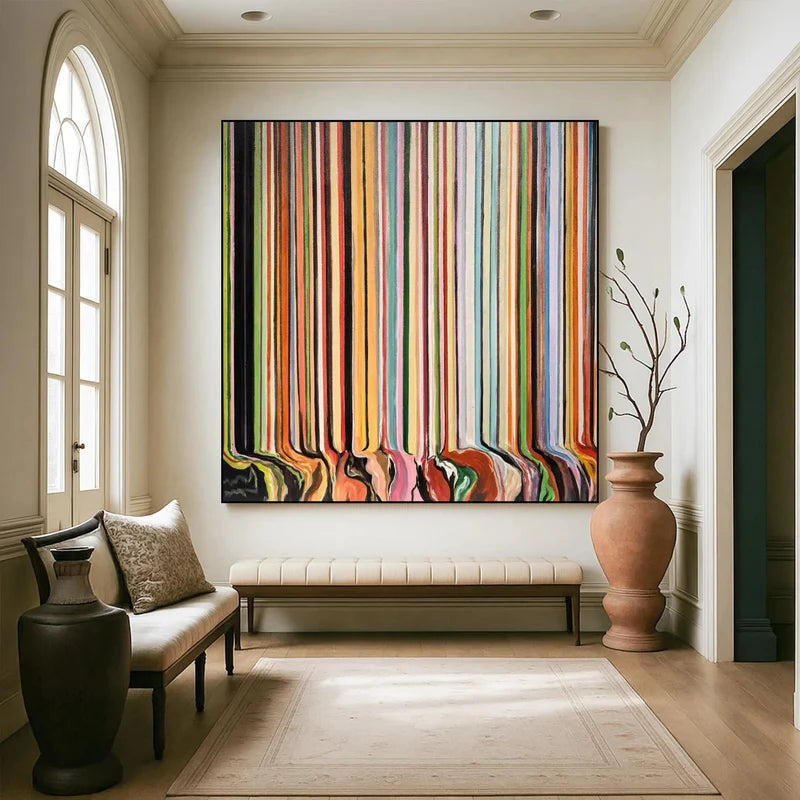 Melting Rainbow Wall Art – Colorful Vertical Stripe Painting#yy825202