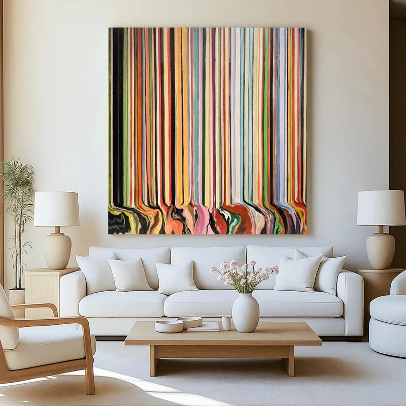 Melting Rainbow Wall Art – Colorful Vertical Stripe Painting#yy825202