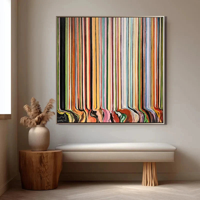 Melting Rainbow Wall Art – Colorful Vertical Stripe Painting#yy825202
