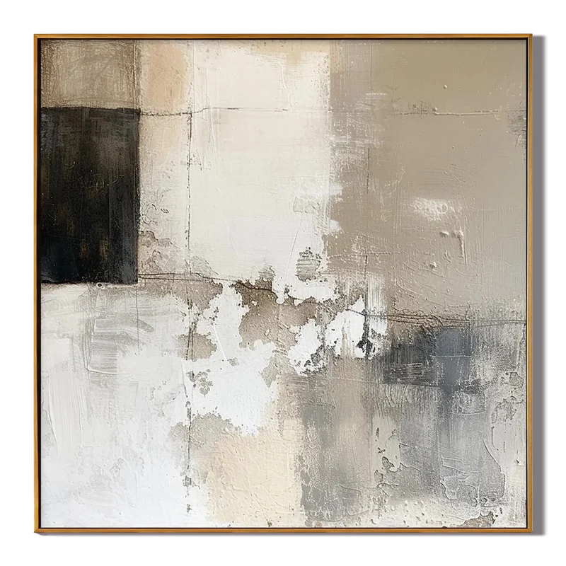 Neutral Black & Beige Abstract Wall Art – Minimalist Painting#yy825208
