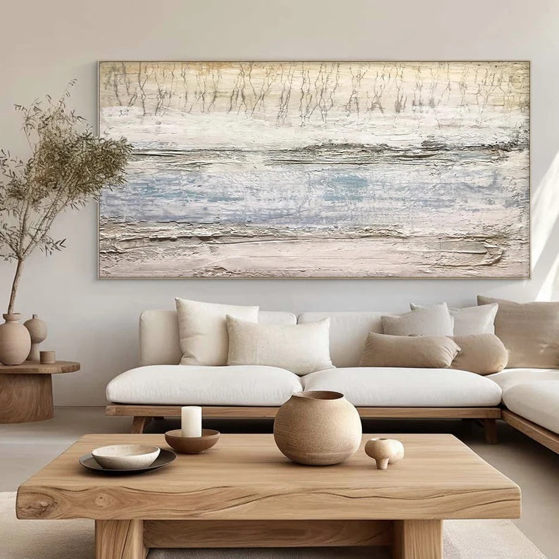 Soft Tides – Light Textured Coastal Wabi-Sabi Abstract Wall Art