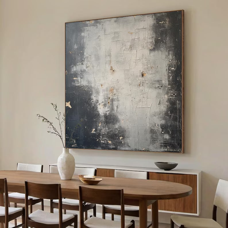 Shadowed Light – Black and White Textured Wabi-Sabi Abstract Art