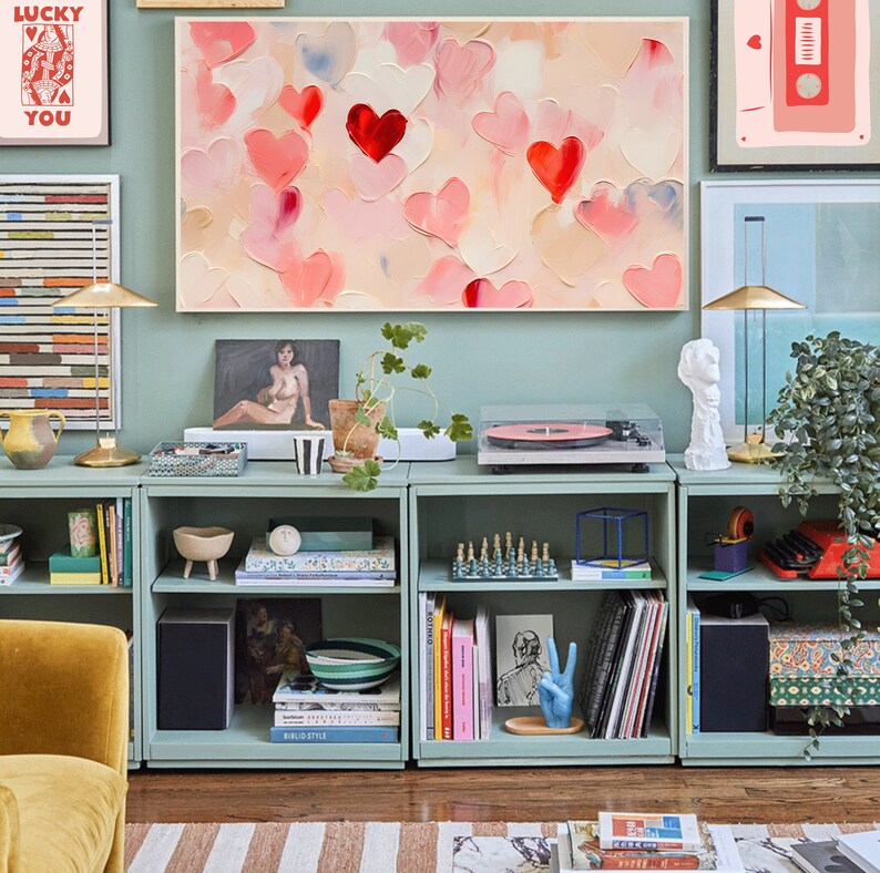 Rain of Hearts – Textured Abstract Love Wall Art