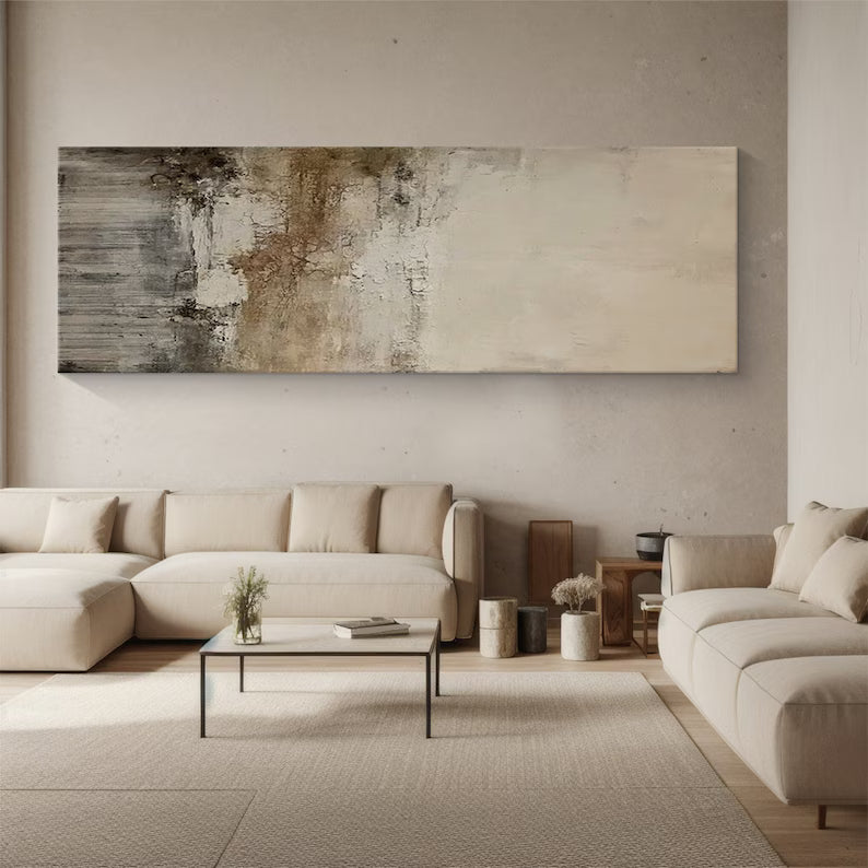 Whispering Earth – Textured Neutral Abstract Wall Art in Beige and Earth Tones#ab14032