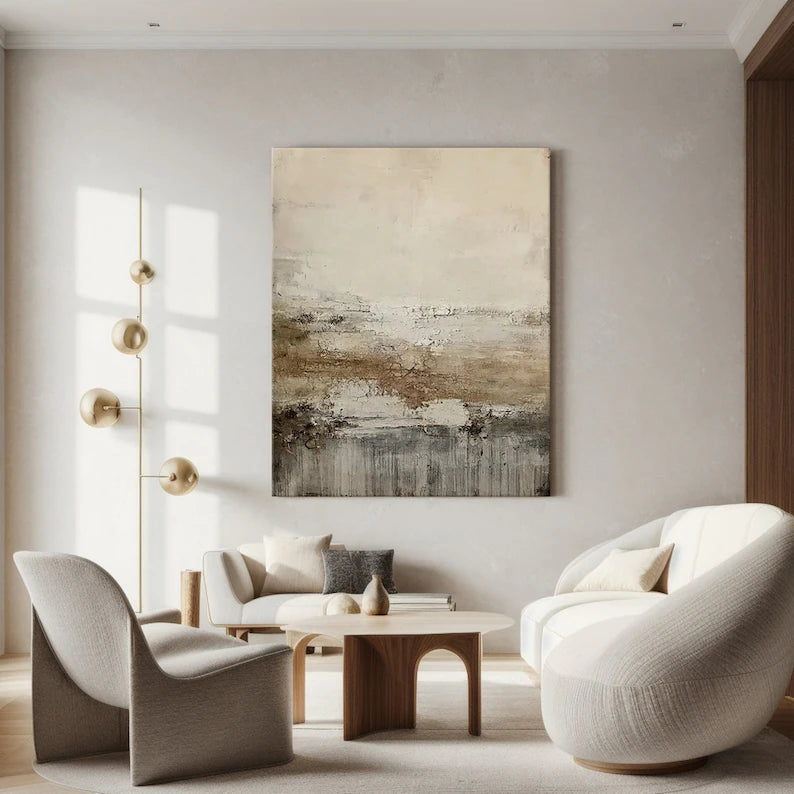 Whispering Earth – Textured Neutral Abstract Wall Art in Beige and Earth Tones#ab14032