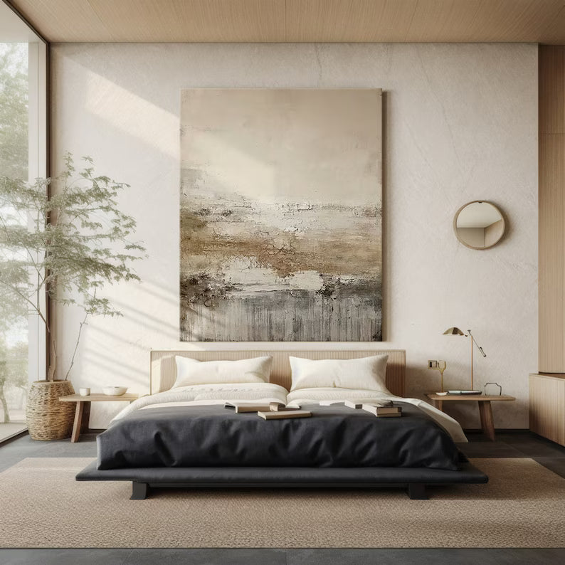 Whispering Earth – Textured Neutral Abstract Wall Art in Beige and Earth Tones#ab14032
