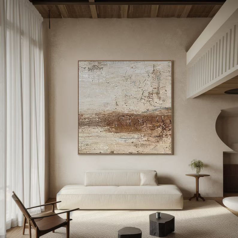 Echoes of Earth – Textured Neutral Abstract Wall Art in Warm Earth Tones#AB14031