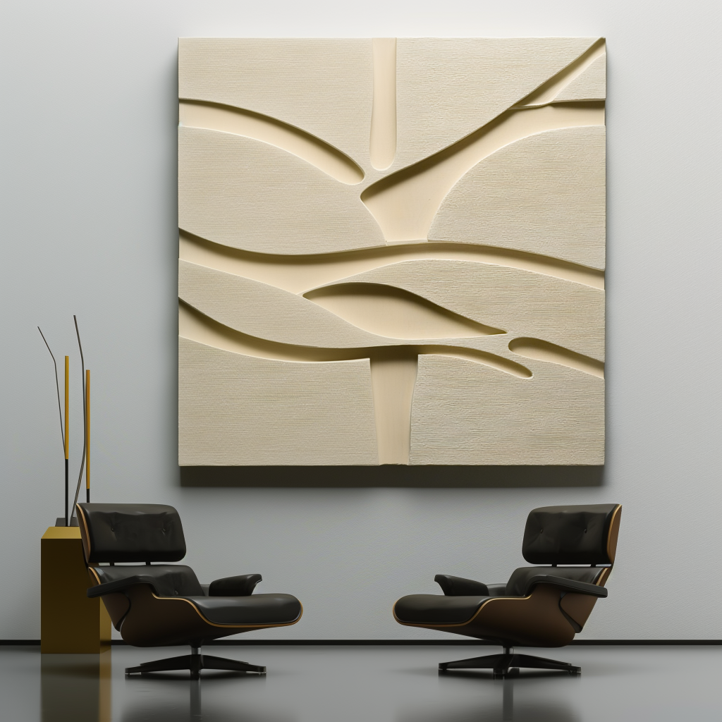 Silent Flow - Modern Minimalist Hand Drawn 3D Curved Relief Wall Art