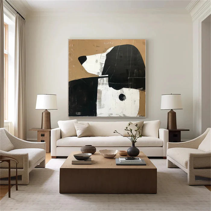 Abstract Dog Wall Art – Modern Minimalist Canvas Painting#AB051801