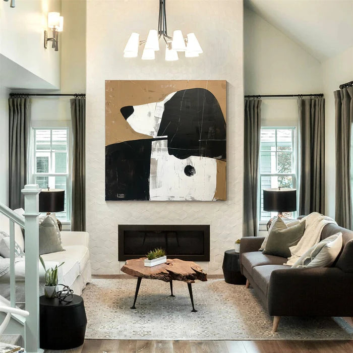 Abstract Dog Wall Art – Modern Minimalist Canvas Painting#AB051801