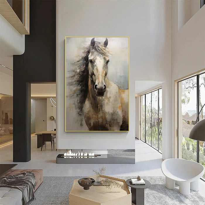 Abstract Horse Wall Art – Modern Minimalist Canvas Painting#AB051802