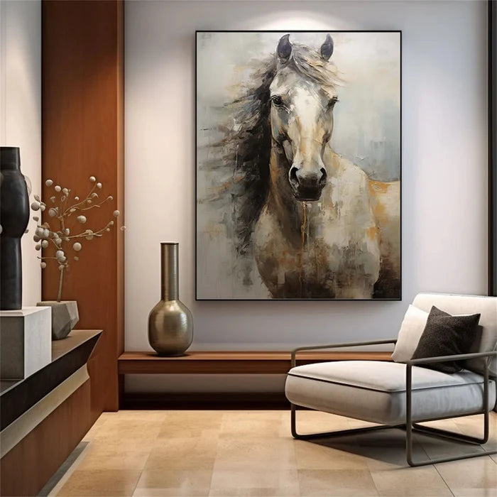Abstract Horse Wall Art – Modern Minimalist Canvas Painting#AB051802