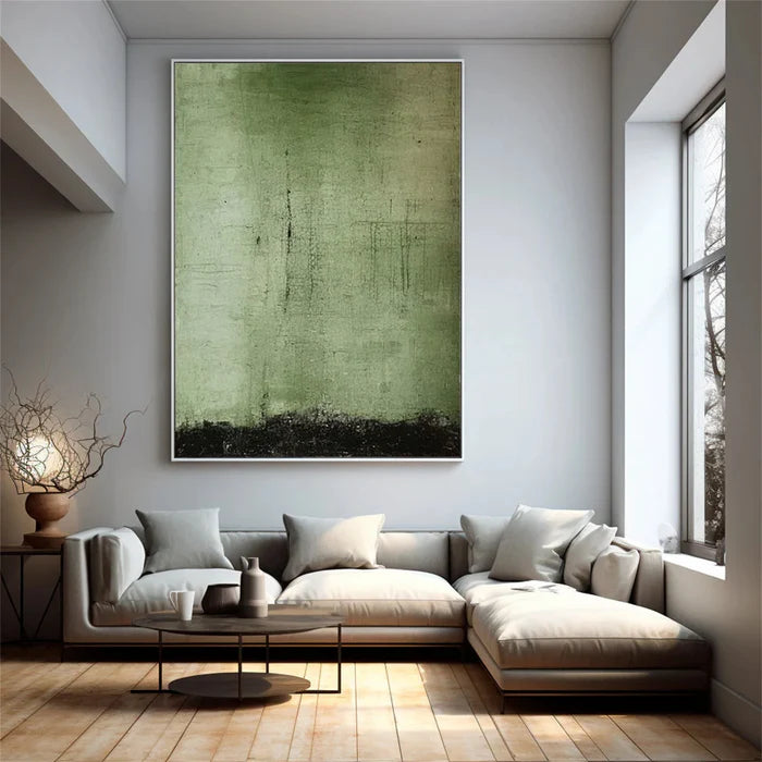 Abstract Green Wall Art – Modern Minimalist Textured Canvas#AB051807