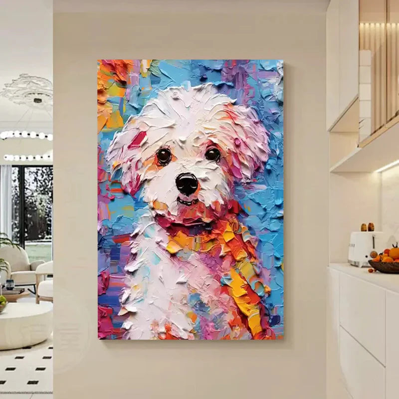 Cheerful Pup – Textured Dog Canvas Art#AB0519024