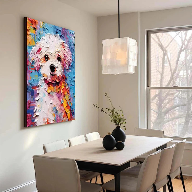 Cheerful Pup – Textured Dog Canvas Art#AB0519024