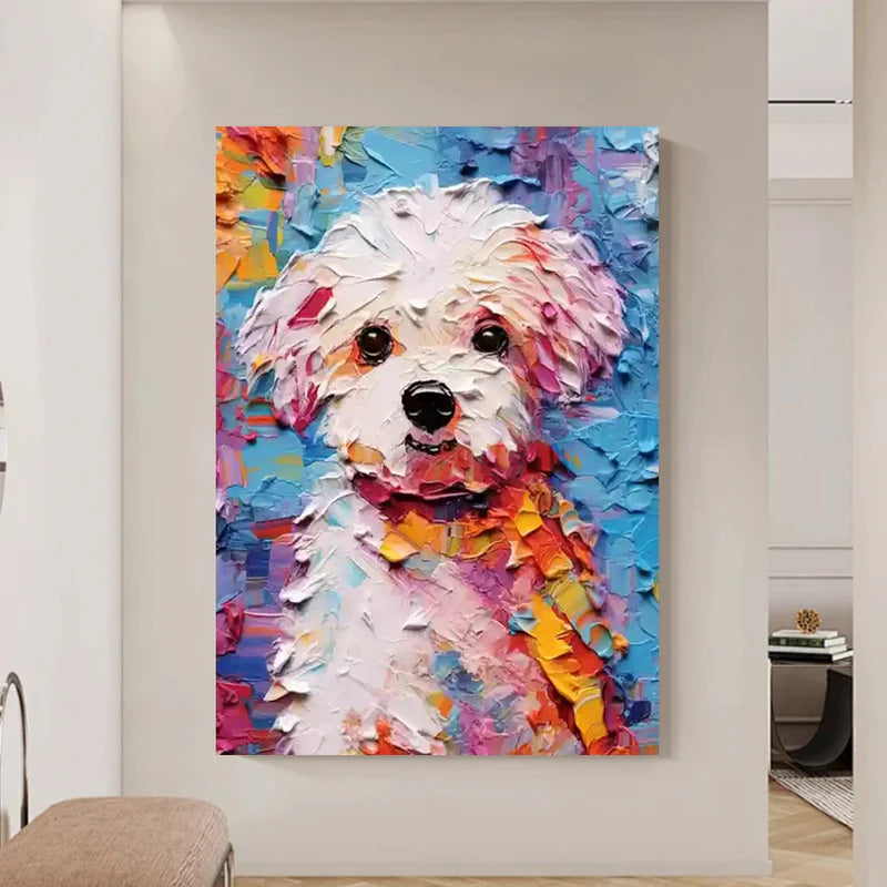 Cheerful Pup – Textured Dog Canvas Art#AB0519024