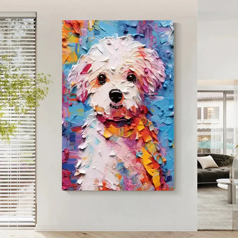 Cheerful Pup – Textured Dog Canvas Art#AB0519024